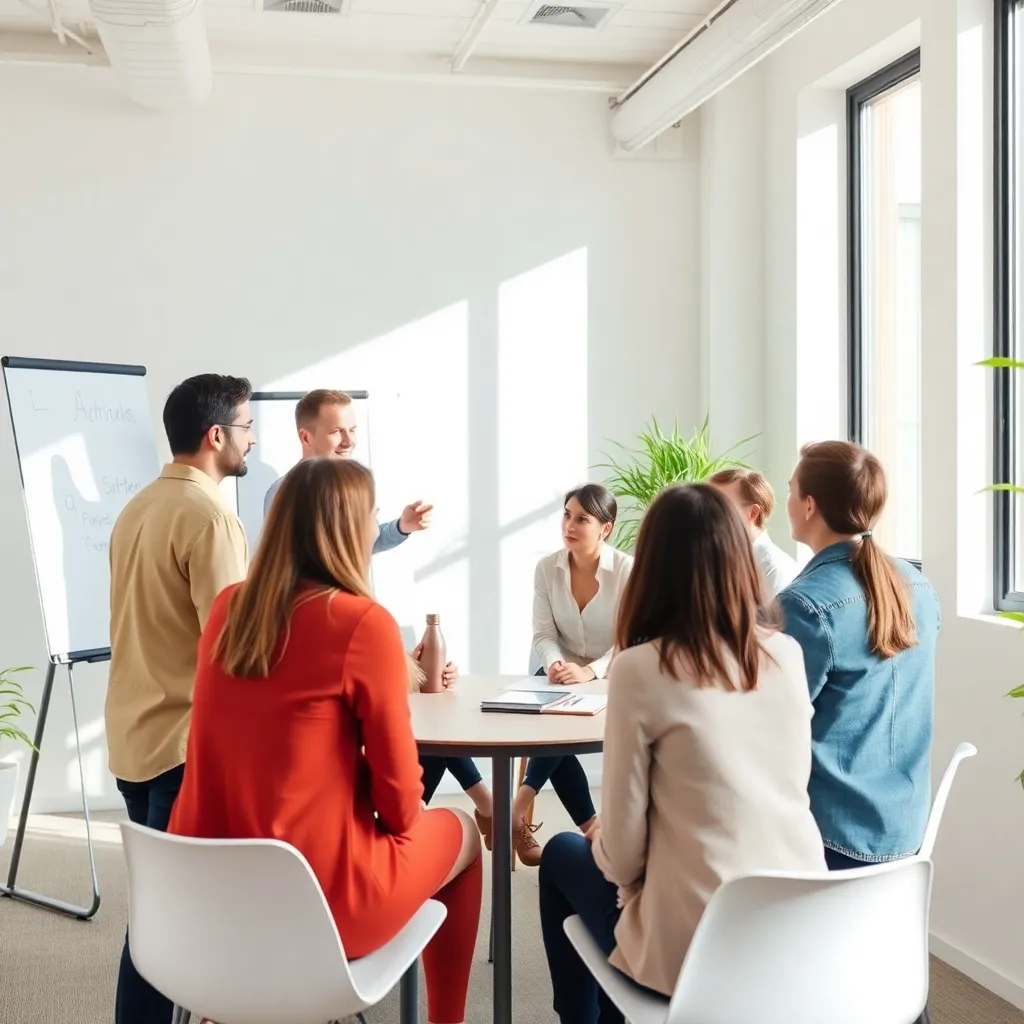 Team tijdens een conflict-deëscalatie training in een Nederlandse kantooromgeving