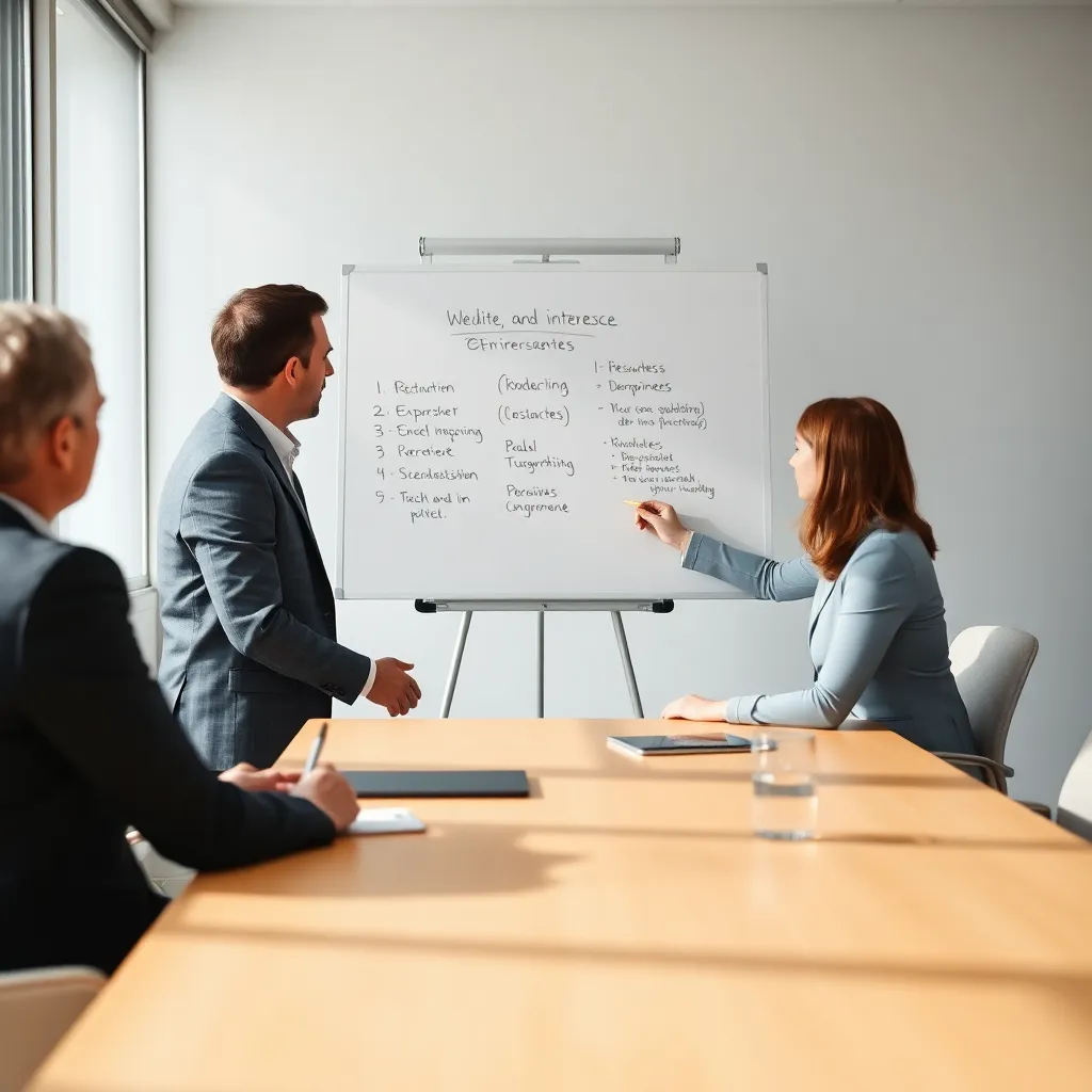 Mediator gebruikt visuele hulpmiddelen tijdens bedrijfsmediatie